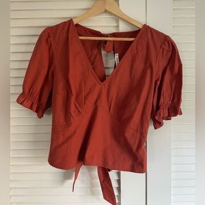 Abercrombie & Fitch Tie Back Linen Top L